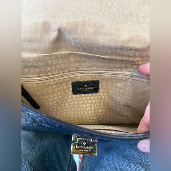 Kate Spade Black Croc Embossed Crossbody Bag Purse - Picture 6 of 11